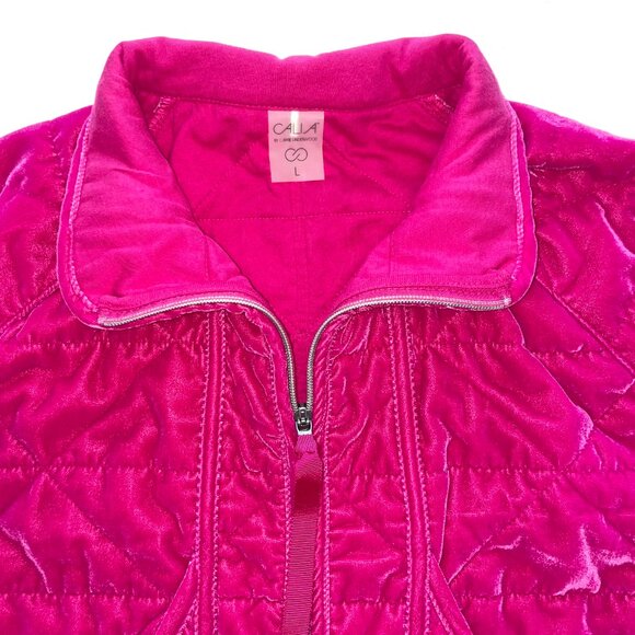 Calia by Carrie Underwood Women's L Velour Quilted Jacket Full Zip Raspberry Ice - Picture 9 of 16